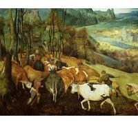 ARToPHIIU Art Imprimé Image Peinture Murale Art Impression Tableaux le retour du troupeau l'automne de Pieter Bruegel l'Ancien Images Abstraites Pour les Décorations pour la Maison 60x90cm