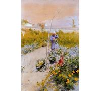 ARToPHIIU Art Imprimé Image Peinture Murale Art Impression Tableaux L'homme au jardin de Carl Larsson Images Abstraites Pour les Décorations pour la Maison 60x90cm