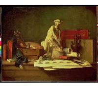 ARToPHIIU Art Imprimé Image Peinture Murale Art Impression Tableaux Nature morteattributs des arts de Jean Baptiste Simeon Chardin Images Abstraites Pour les Décorations pour la Maison 60x90cm