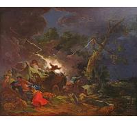 ARToPHIIU Art Imprimé Image Peinture Murale Art Impression Tableaux Paysans surpris par un orage de Philippe Jacques De Loutherbourg Images Abstraites Pour les Décorations pour la Maison 60x90cm