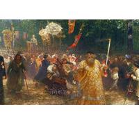 ARToPHIIU Art Imprimé Image Peinture Murale Art Impression Tableaux Procession dans l'icône apparente de la forêt de chênes par Il'ya Repin Pour les Décorations pour la Maison 60x90cm