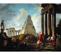 ARToPHIIU Image sur Toile Imprimer Affiche Mural sur Toile Alexandre le Grand devant le tombeau d'Achille par Hubert Robert Peinture Affiche Pour la Décoration de Bureau 60x90cm