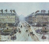 ARToPHIIU Image sur Toile Imprimer Affiche Mural sur Toile Avenue De L'opéra Effet de Neige de Camille Jacob Pissarro Peinture Affiche Pour la Décoration de Bureau 60x90cm