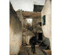 ARToPHIIU Image sur Toile Imprimer Affiche Mural sur Toile Ecouen Coin du Village de Jean Baptiste Camille Corot Peinture Affiche Pour la Décoration de Bureau 60x90cm