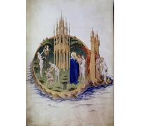 ARToPHIIU Image sur Toile Imprimer Affiche Mural sur Toile Eve chassée du paradis miniature dans les très riches heures du Berry par Pol De Limbourg Pour la Décoration de Bureau 60x90cm