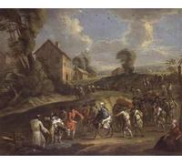 ARToPHIIU Image sur Toile Imprimer Affiche Mural sur Toile Infanterie en marche par Jean Antoine Watteau Peinture Affiche Pour la Décoration de Bureau 60x90cm