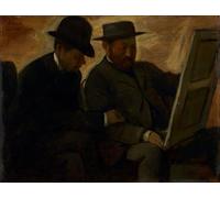 ARToPHIIU Image sur Toile Imprimer Affiche Mural sur Toile Paul Lafond et Alphonse Cherfils examinant un tableau d'Edgar Degas Peinture Affiche Pour la Décoration de Bureau 60x90cm