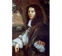ARToPHIIU Image sur Toile Imprimer Affiche Mural sur Toile Portrait de Christaen Huygens dans un paysage une de campagne au-delà de Jan Mytens Peinture Affiche Pour la Décoration de Bureau 60x90cm