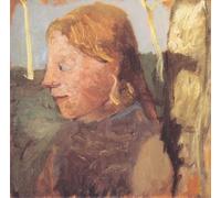 ARToPHIIU Image sur Toile Imprimer Affiche Mural sur Toile Portrait en buste d'une jeune fille de profil à côté d'un tronc de bouleau par Paula Modersohn Becker Pour la Décoration de Bureau 60x90cm