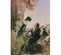 ARToPHIIU Image sur Toile Imprimer Affiche Mural sur Toile un Cavelier et sa dame sur une terrasse Gênes par Richard Parkes Bonington Peinture Affiche Pour la Décoration de Bureau 60x90cm