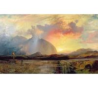 ARToPHIIU Image sur Toile Imprimer Affiche Mural sur Toile Vêpres du coucher du soleil à la vieille croix robuste par Moran Peinture Affiche Pour la Décoration de Bureau 60x90cm