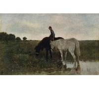 ARToPHIIU Image sur Toile Moderne Impression Tableaux Portrait Tableaux Abreuvoir les chevaux d'Anton Mauve Peinture sur Toile Pour la Décoration de la Chambre à Coucher 60x90cm
