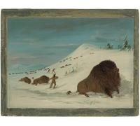 ARToPHIIU Image sur Toile Moderne Impression Tableaux Portrait Tableaux Animal Lancing in the Snow Drifts Sioux par George Catlin Peinture sur Toile Pour la Décoration de la Chambre à Coucher 60x90cm