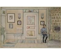 ARToPHIIU Image sur Toile Moderne Impression Tableaux Portrait Tableaux dans le coin par Carl Larsson Peinture sur Toile Pour la Décoration de la Chambre à Coucher 60x90cm