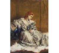 ARToPHIIU Image sur Toile Moderne Impression Tableaux Portrait Tableaux Daydream Young Red Headed Girl Withottoman par Alfred Emile Stevens Pour la Décoration de la Chambre à Coucher 60x90cm