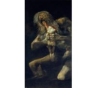 ARToPHIIU Image sur Toile Moderne Impression Tableaux Portrait Tableaux Dévorant son fils de Francisco De Goya Peinture sur Toile Pour la Décoration de la Chambre à Coucher 60x90cm