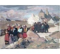 ARToPHIIU Image sur Toile Moderne Impression Tableaux Portrait Tableaux Hommes et femmes bretons par Lucien Simon Peinture sur Toile Pour la Décoration de la Chambre à Coucher 60x90cm