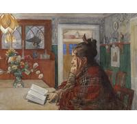 ARToPHIIU Image sur Toile Moderne Impression Tableaux Portrait Tableaux Karin Reading par Carl Larsson Peinture sur Toile Pour la Décoration de la Chambre à Coucher 60x90cm