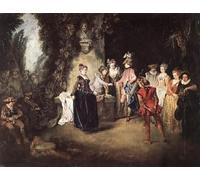 ARToPHIIU Image sur Toile Moderne Impression Tableaux Portrait Tableaux la Comédie Française de Jean Antoine Watteau Peinture sur Toile Pour la Décoration de la Chambre à Coucher 60x90cm