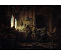 ARToPHIIU Image sur Toile Moderne Impression Tableaux Portrait Tableaux la parabole des ouvriers de la vigne de Rembrandt Van Rijn Peinture sur Toile Pour la Décoration de la Chambre à Coucher 60x90cm