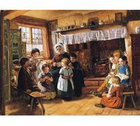 ARToPHIIU Image sur Toile Moderne Impression Tableaux Portrait Tableaux l'école du village d'Alfred Rankley Peinture sur Toile Pour la Décoration de la Chambre à Coucher 60x90cm