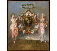 ARToPHIIU Image sur Toile Moderne Impression Tableaux Portrait Tableaux l'Union de la Comédie et de la Musique par Jean Antoine Watteau Pour la Décoration de la Chambre à Coucher 60x90cm
