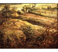 ARToPHIIU Image sur Toile Moderne Impression Tableaux Portrait Tableaux Paysage d'automne avec vue sur Het Steen au petit matin par Peter Paul Rubens Pour la Décoration de la Chambre à Coucher 60x90cm