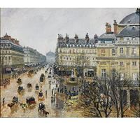 ARToPHIIU Image sur Toile Moderne Impression Tableaux Portrait Tableaux Place du Théâtre Français Paris Pluie de Camille Jacob Pissarro Pour la Décoration de la Chambre à Coucher 60x90cm