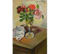 ARToPHIIU Image sur Toile Moderne Impression Tableaux Portrait Tableaux Roses dans un verre de Marie Clémentine Suzanne Valadon Peinture sur Toile Pour la Décoration de la Chambre à Coucher 60x90cm