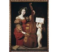 ARToPHIIU Image sur Toile Moderne Impression Tableaux Portrait Tableaux Sainte Cécile avec un ange tenant une partition par Domenichino Pour la Décoration de la Chambre à Coucher 60x90cm