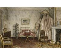 ARToPHIIU Image sur Toile Moderne Impression Tableaux Portrait Tableaux Vue de la chambre où Napoléon III mourut par George Goodwin Kilburne Pour la Décoration de la Chambre à Coucher 60x90cm