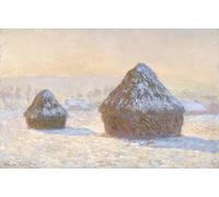 ARToPHIIU Image sur Toile Moderne Impression Tableaux Portrait Tableaux Wheatstaks Snow Effect Morning par Claude Monet Peinture sur Toile Pour la Décoration de la Chambre à Coucher 60x90cm