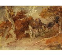 ARToPHIIU Impression Tableaux Mural Peinture Art Impression Figures et chevaux dans un chemin de campagne par Gainsborough Tableau Decoracion Murale Pour la Décoration Murale 60x90cm