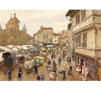 ARToPHIIU Impression Tableaux Mural Peinture Art Impression Marché à Charlieu par Marie-François Firmin-girard Tableau Decoracion Murale Pour la Décoration Murale 60x90cm