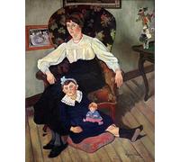 ARToPHIIU Impression Tableaux Mural Peinture Art Impression Portrait de Marie Coca et sa fille par Marie Clémentine Suzanne Valadon Tableau Decoracion Murale Pour la Décoration Murale 60x90cm