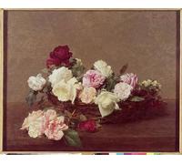 ARToPHIIU Impression Tableaux Mural Peinture Art Impression un panier de roses par Ignace Henri Jean Fantin Latour Tableau Decoracion Murale Pour la Décoration Murale 60x90cm