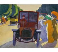 ARToPHIIU Moderne Impression Tableaux Portrait Tableaux Allée des Acacias au Bois de Boulogne Voiture avec Chauffeur par Roger De La Fresnaye Pour la Décoration de la Chambre à Coucher 60x90cm