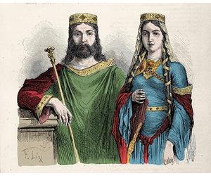 ARToPHIIU Moderne Impression Tableaux Portrait Tableaux Clovis Roi des Francs avec sa seconde épouse Sainte Clotilde Reine par Frédéric Théodore Lix Pour la Décoration de la Chambre à Coucher 60x90cm