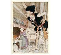ARToPHIIU Moderne Impression Tableaux Portrait Tableaux Fee-fi-fo-fum I Smell the Blood of an Englishman Form English Tales Pub par Arthur Rackham Pour la Décoration de la Chambre à Coucher 60x90cm