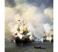 ARToPHIIU Peinture Poster Imprimer Affiche Mural sur Toile la bataille navale de Chesma le jeudi ' par Ivan Konstantinovich Aivazovsky Peinture Affiche Pour la Décoration de Bureau 60x90cm
