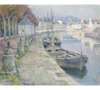 ARToPHIIU Peinture Poster Imprimer Affiche Mural sur Toile les Gravel Boats d'Henri Eugène Augustin Le Sidaner Peinture Affiche Pour la Décoration de Bureau 60x90cm