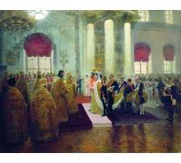 ARToPHIIU Vintage Impressions sur Toile Affiche Mural Art Tableaux sur Toile Il Matrimonio Di Nicola Ii E Della Principessa Alexandra Il'ya Repin Pour la Décoration du Salon 60x90cm