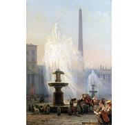 ARToPHIIU Vintage Impressions sur Toile Affiche Mural Art Tableaux sur Toile Piazza San Pietro Friedrich Nerly le Jeune Posters Impressions Pour la Décoration du Salon 60x90cm