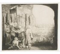 ARToPHIIU Vintage Impressions sur Toile Affiche Mural Art Tableaux sur Toile Pierre et Jean guérissant l'infirme à la porte du temple de Rembrandt Van Rijn Pour la Décoration du Salon 60x90cm
