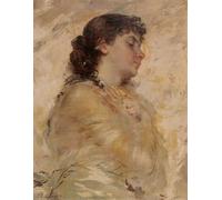 ARToPHIIU Vintage Impressions sur Toile Affiche Mural Art Tableaux sur Toile Portrait d'une jeune femme de profil par Charles Joshua Chaplin Posters Impressions Pour la Décoration du Salon 60x90cm