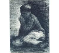 ARToPHIIU Vintage Impressions sur Toile Affiche Mural Art Tableaux sur Toile un jeune homme accroupi de Georges Pierre Seurat Posters Impressions Pour la Décoration du Salon 60x90cm