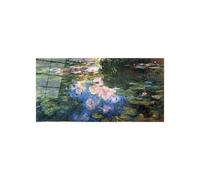 Artopweb CrystalArt 50 × 100 cm Tableau Plexiglass Effet Verre Brillant Léger Prêt à Suspendre Décoration Maison Art Design Italien Eco-Friendly - Water Lillies III de Monet Claude