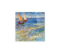 Artopweb CrystalArt 50 × 70 cm | Tableau Plexiglass effet verre brillant, léger et prêt à accrocher| Décoration maison Art Design Italien Eco-Friendly - The Sea at Saintes-Maries de Van Gogh Vincent