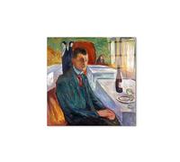 Artopweb CrystalArt 50 × 70 cm|Tableau Plexiglass effet verre brillant, léger et prêt à accrocher|Décoration maison Art Design Italien Eco-Friendly - Portrait with Bottle of Wine by Munch Edvard