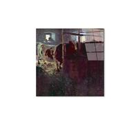 Artopweb CrystalArt 50 × 70 cm | Tableau Plexiglass effet verre brillant, léger et prêt à accrocher | Décoration maison Art Design Italien Eco-Friendly - Cows in Stall par Klimt Gustav